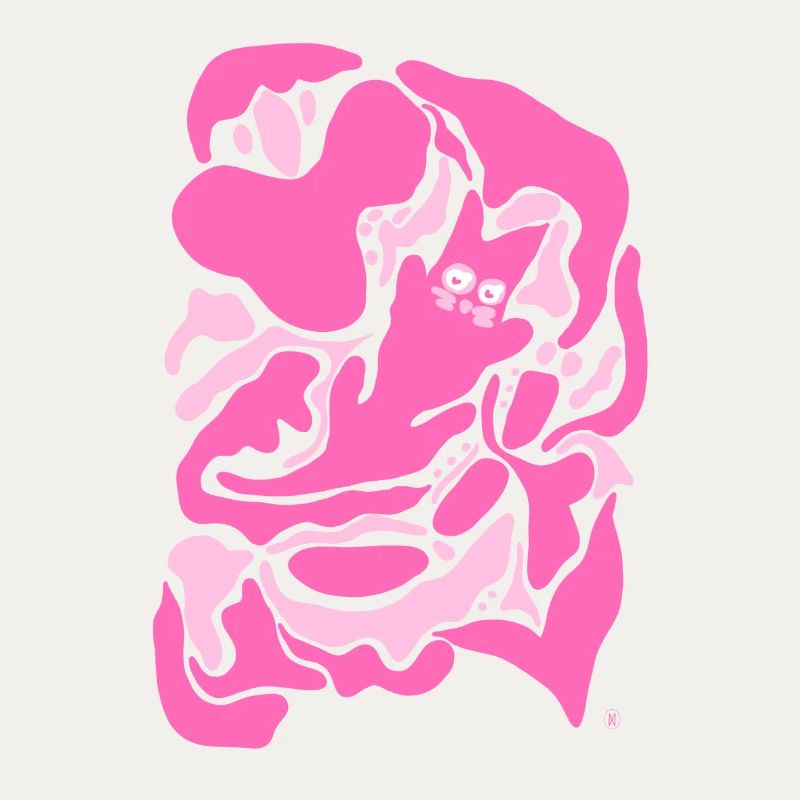 Chat rose abstrait