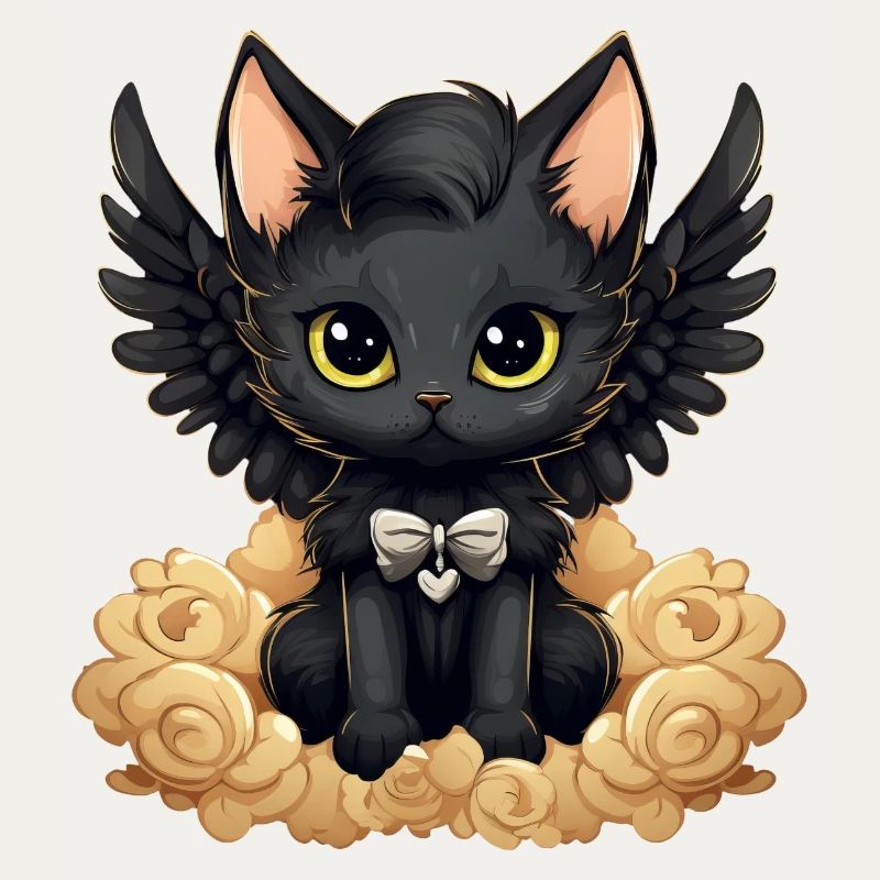Dunkle Emo Gothic Engel Katze – Unverwechselbares