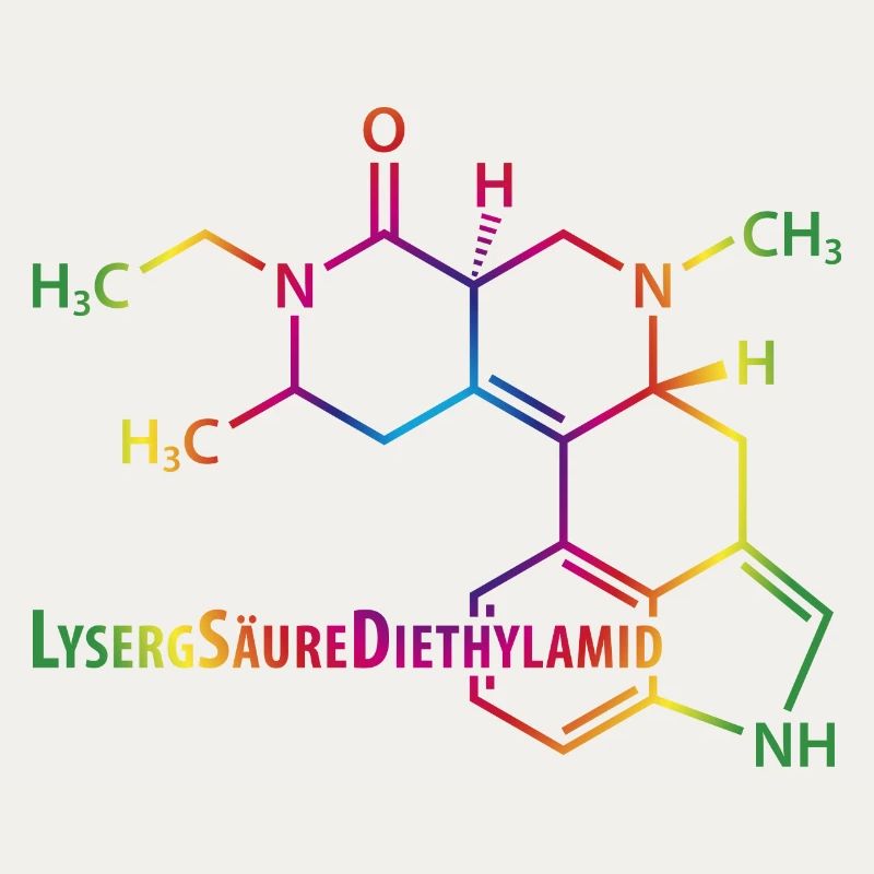 LSD Strukturformel bunter Regenbogen Drogen Rausch