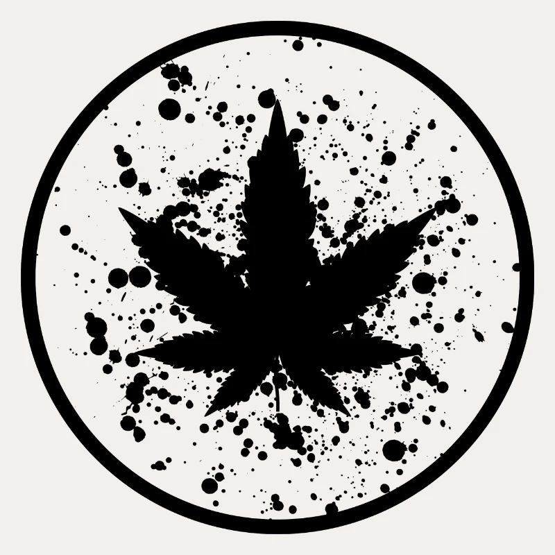 Cannabisblatt Farbklecks im Kreis