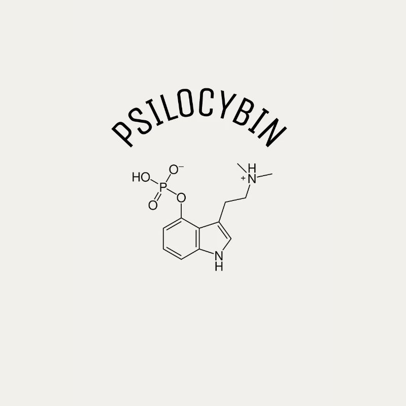 Psilocybin molecule with lettering