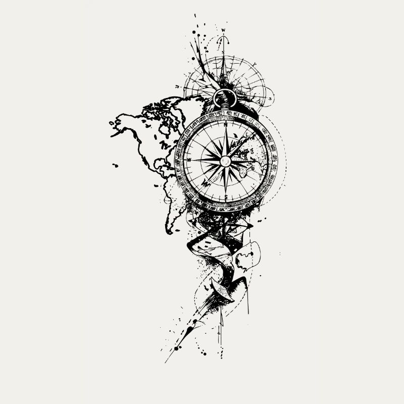 Compass Black Map