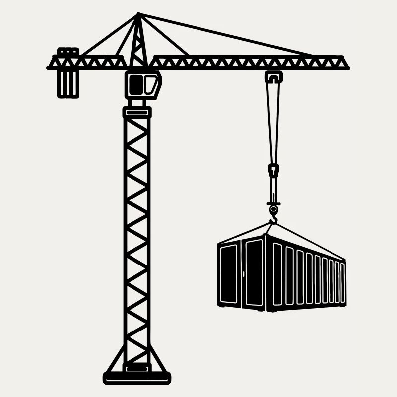 Construction crane with sea container