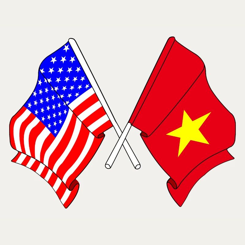 Drapeau des États-Unis et drapeau du Vietnam