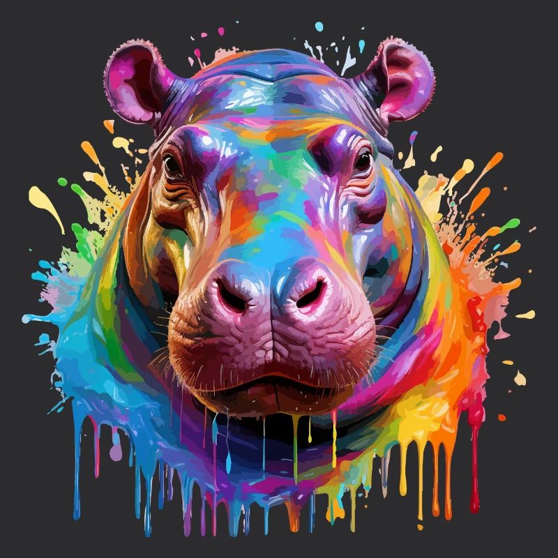 Explosion de couleurs d’hippopotame coloré