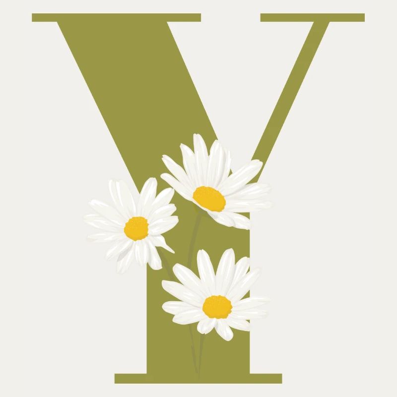 Buchstabe y grüne Gänseblümchen