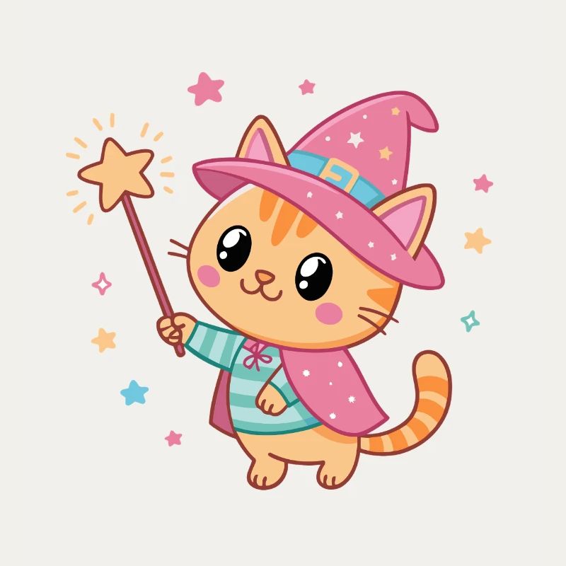 Chat Sorcier Étoilé Magicien