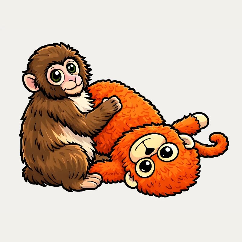 Cuddly Monkey & Plush Orange Monkey Punch Baby