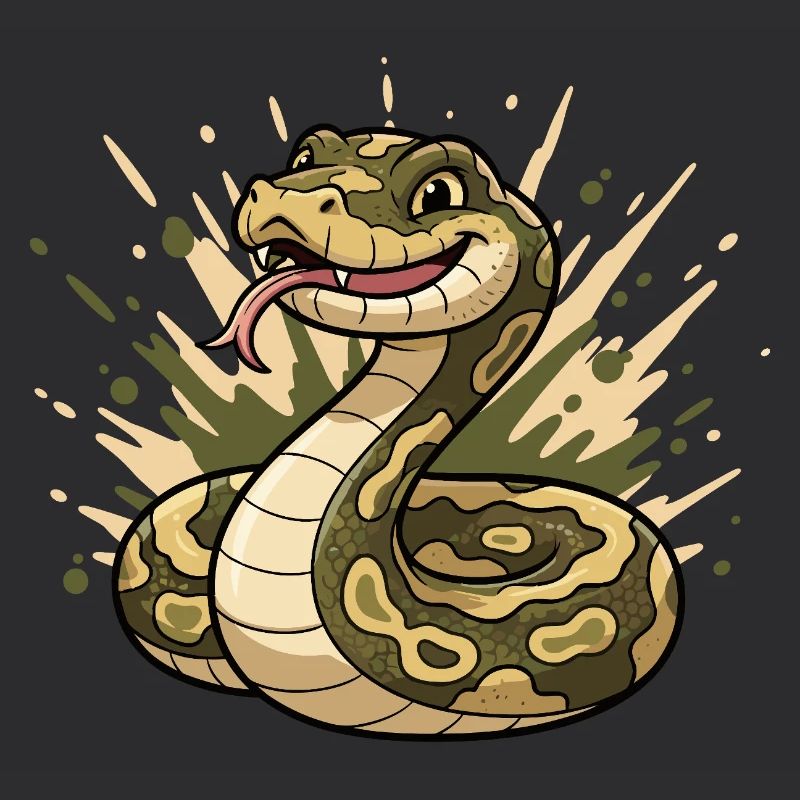 Serpent comique en camouflage avec langue