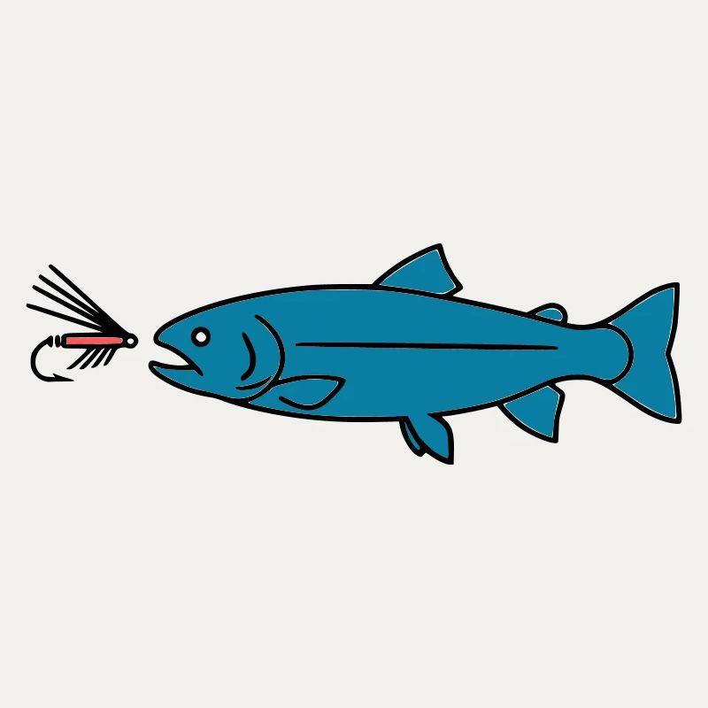 Fliegenfischen Forelle Biss Köder Vektor