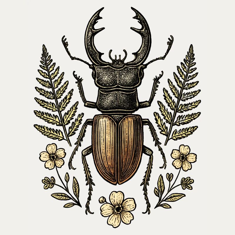 Insecte en bronze dans une couronne de feuilles
