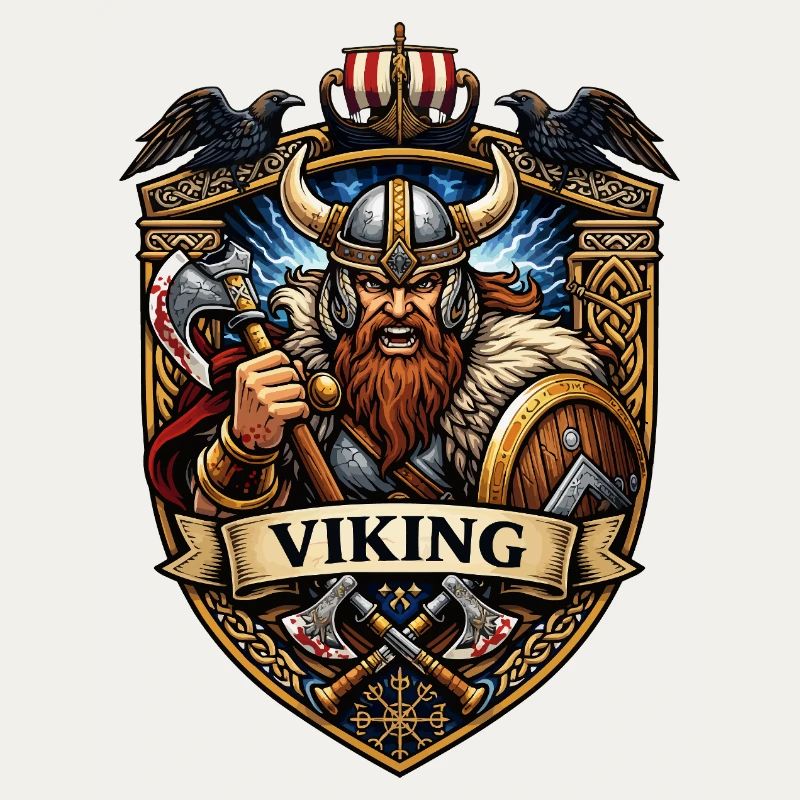 Vikinger Krieger Schildemblem