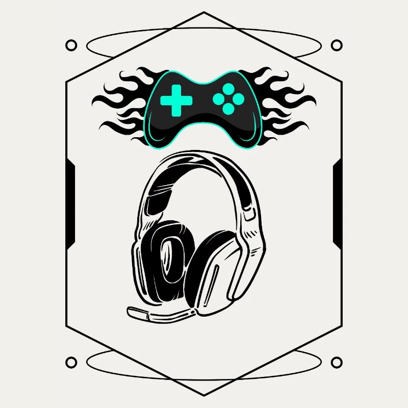 Futuristic Flaming Controller & Gaming Headset