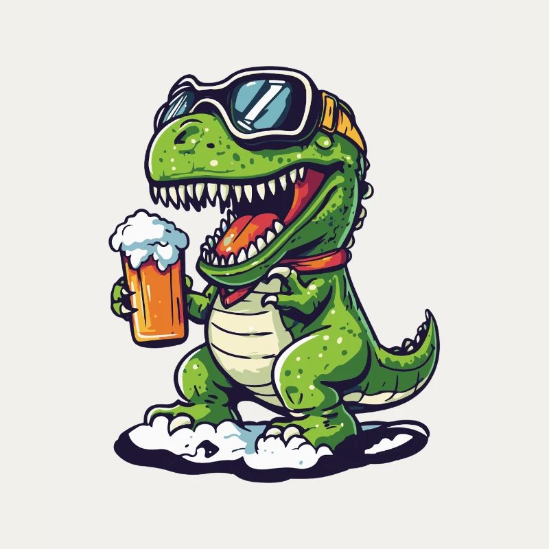 Dinosaur T-Rex Après Ski Beer Comic