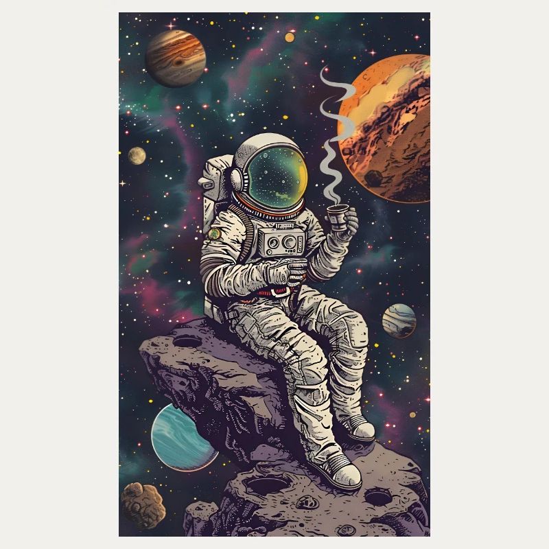Astronaute sur un astéroïde dans l’espace