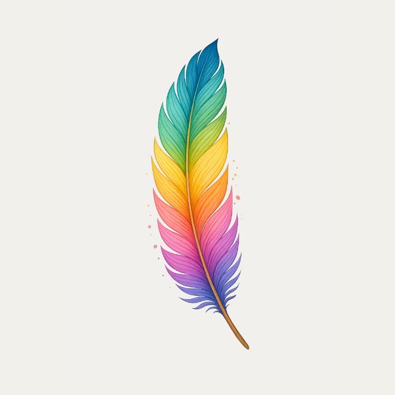 Colorful Feather – Sanfte Kraft in Regenbogenfarbe