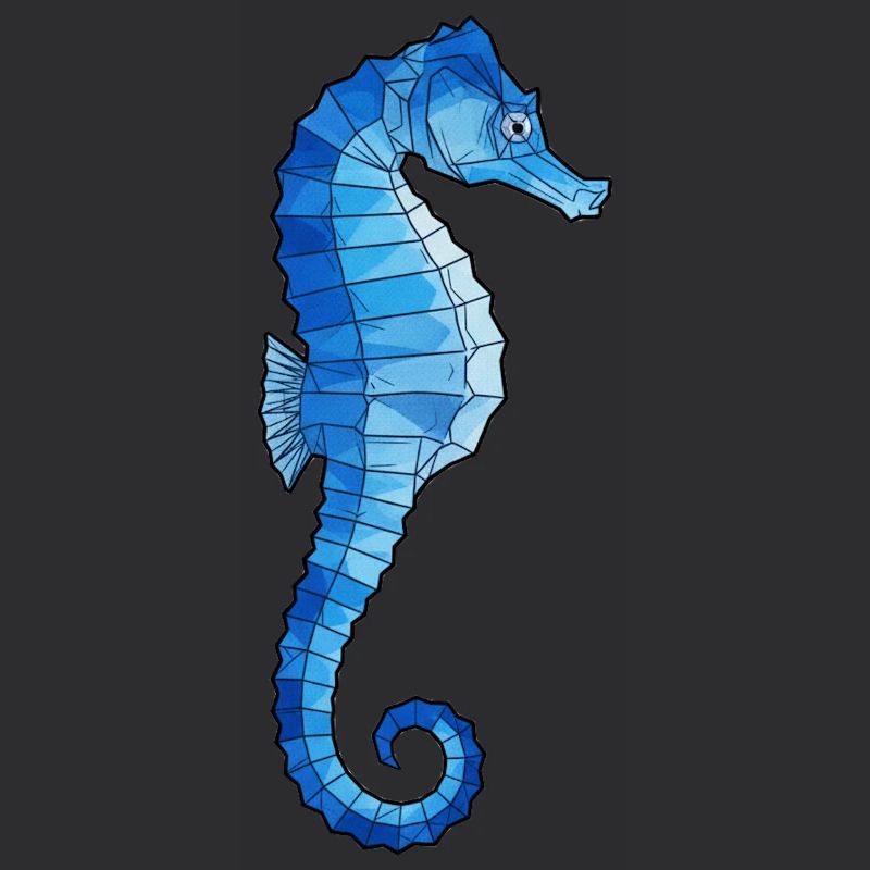 Blue Polygon Seahorse