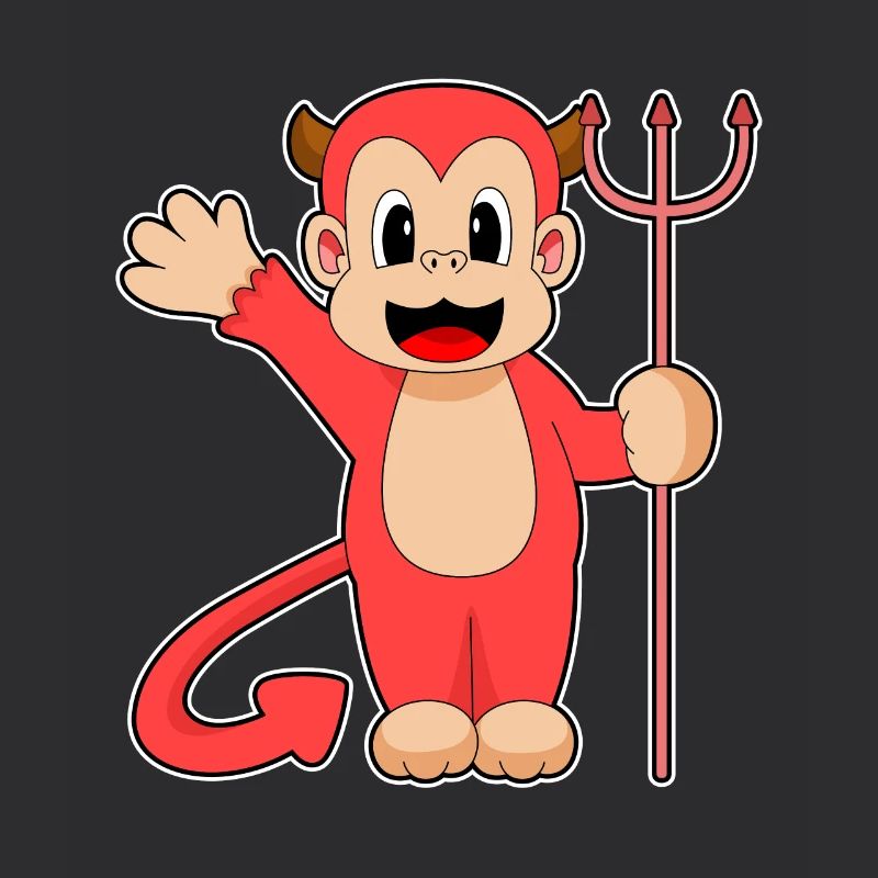 Monkey Halloween Devil Trident