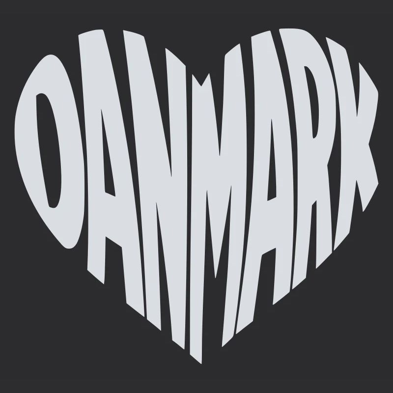 Denmark - Danmark Heart Typography Motif