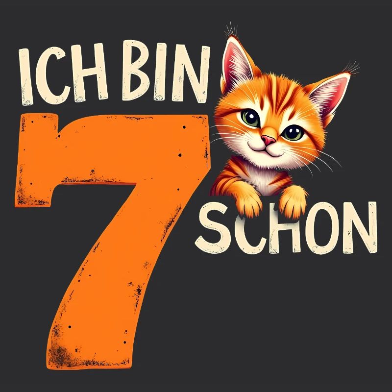 7. Geburtstag Mädchen Junge Katze Ich Bin Schon