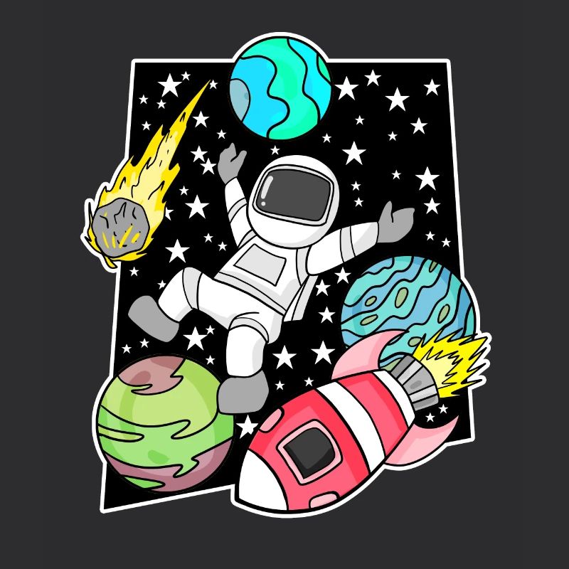 Astronaute dans l’espace avec fusée