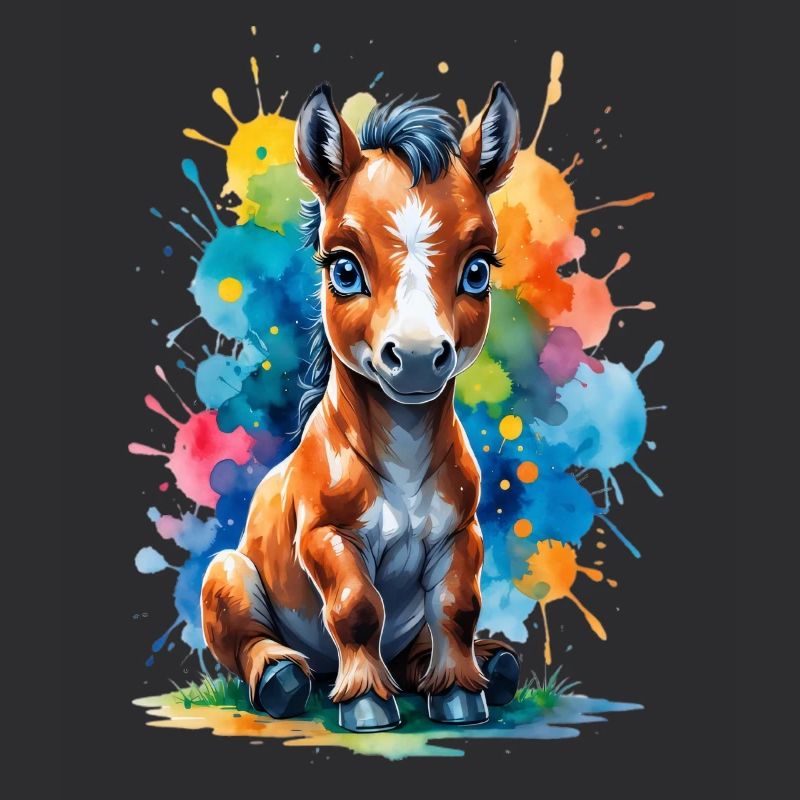 Regenbogenpony im Farbklecks