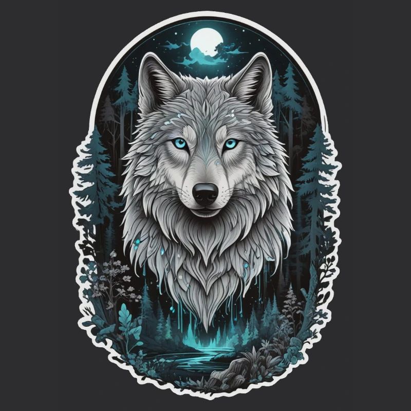 Loup dans la forêt et le brouillard