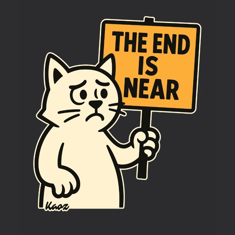 Chat triste avec « La fin est proche »