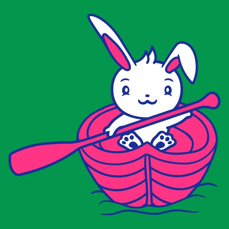 Cute bunny rabbit paddles rowing rowing dear
