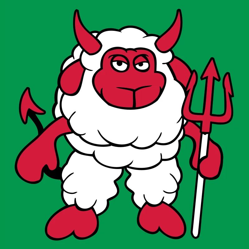 Sheep Devil Satan Hell Evil Trident Horns Cool