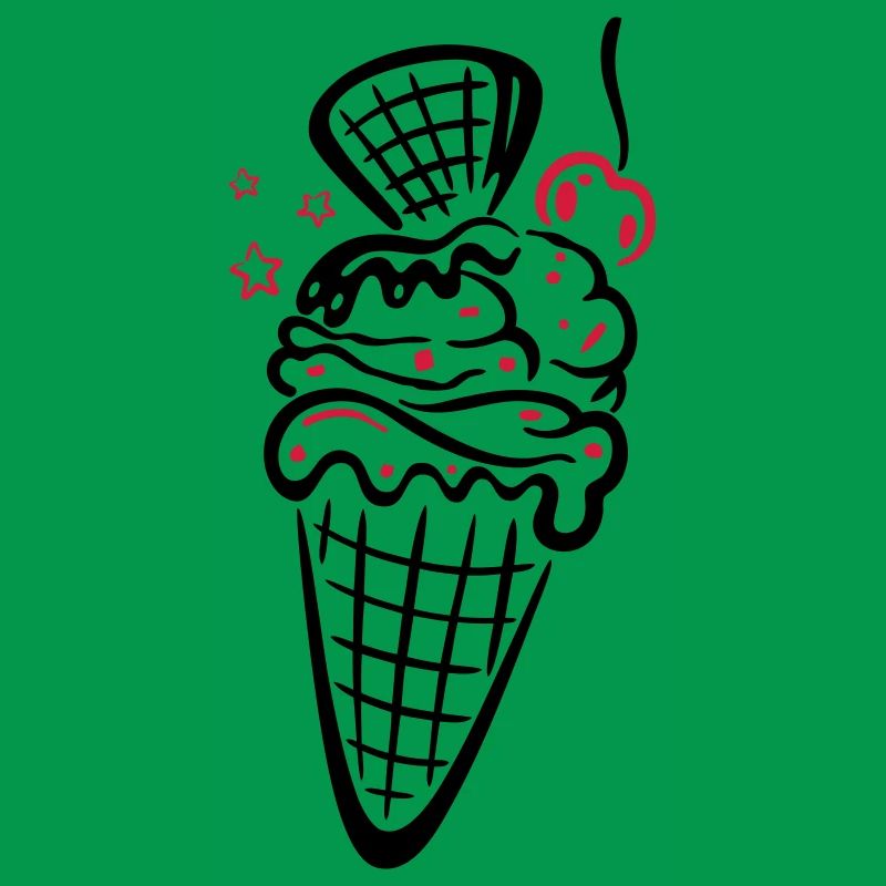 Eis, Eiswaffel mit Kirsche