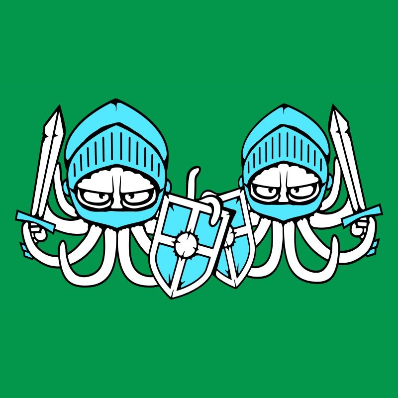 2 Octopus Knight Team Medieval Shield Sword