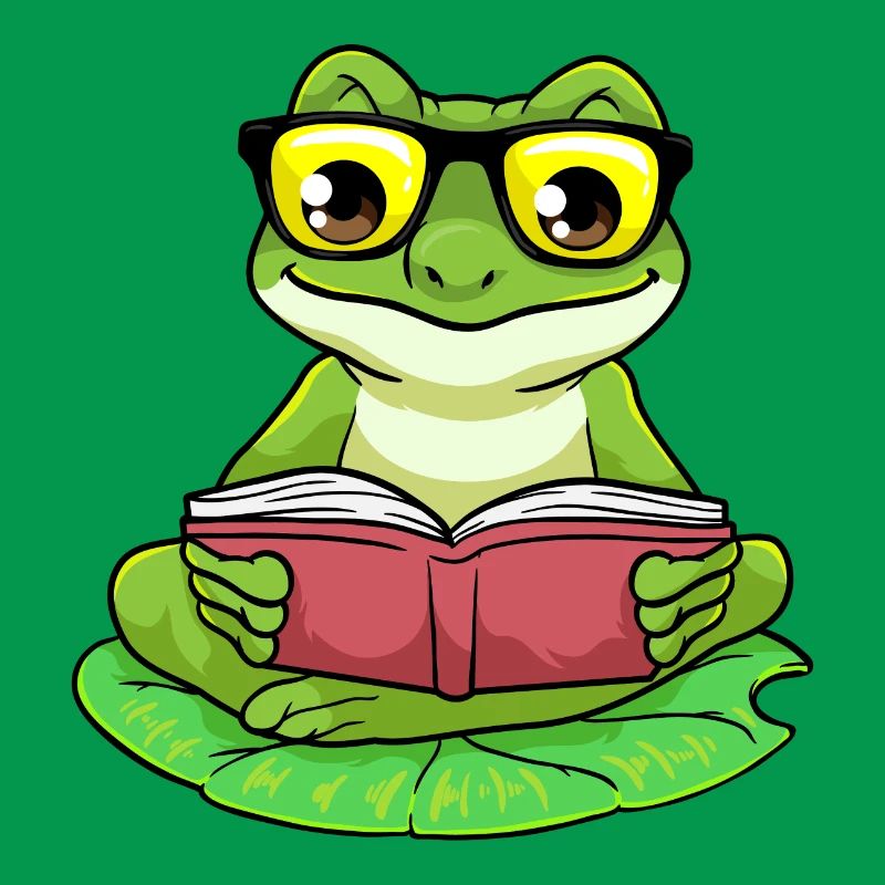 Frog as a nerd with glasses & book