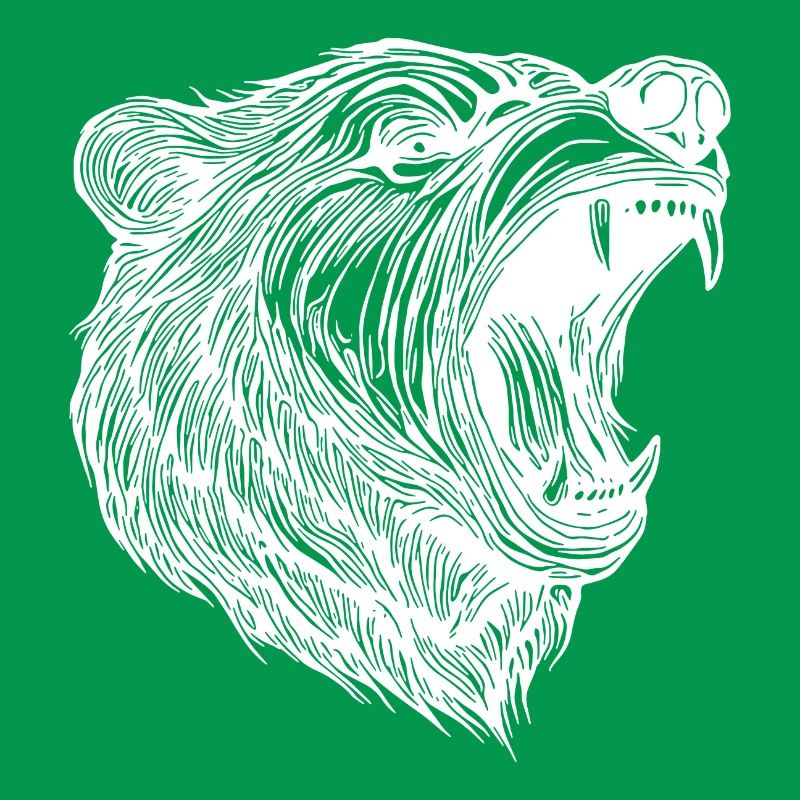 Wild bear head with sharp teeth