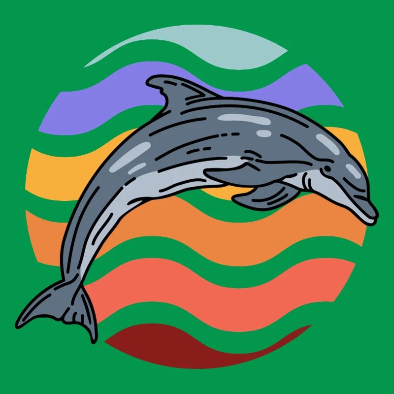 Dolphin in wave pattern