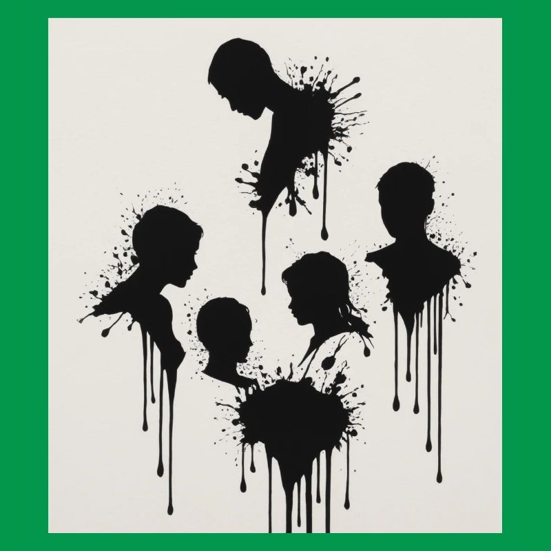 Black silhouettes with a paint splash effect