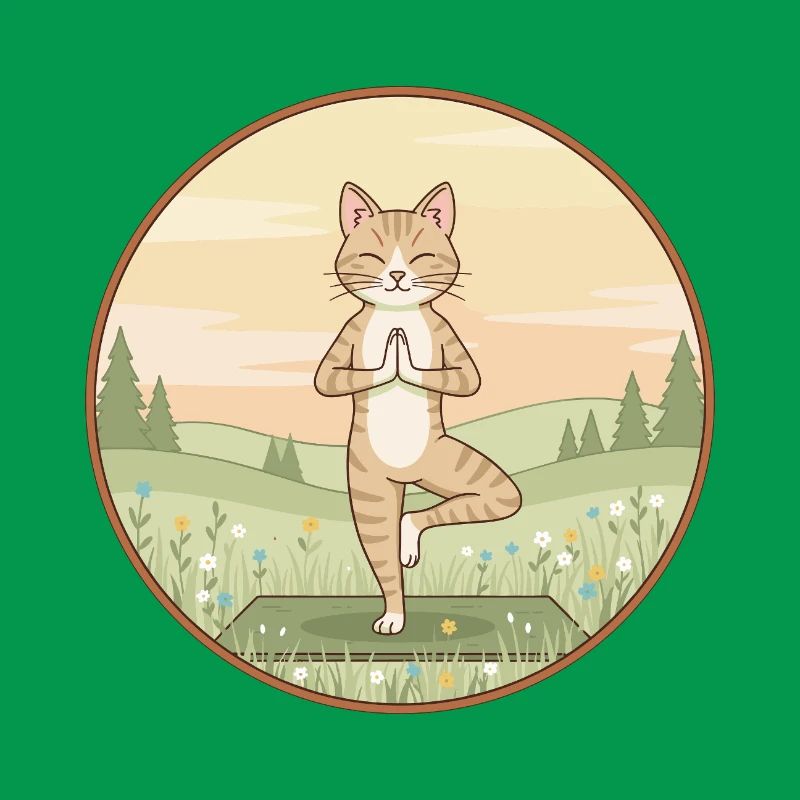 Yoga Cat Kitten Doing Tree Pose Art