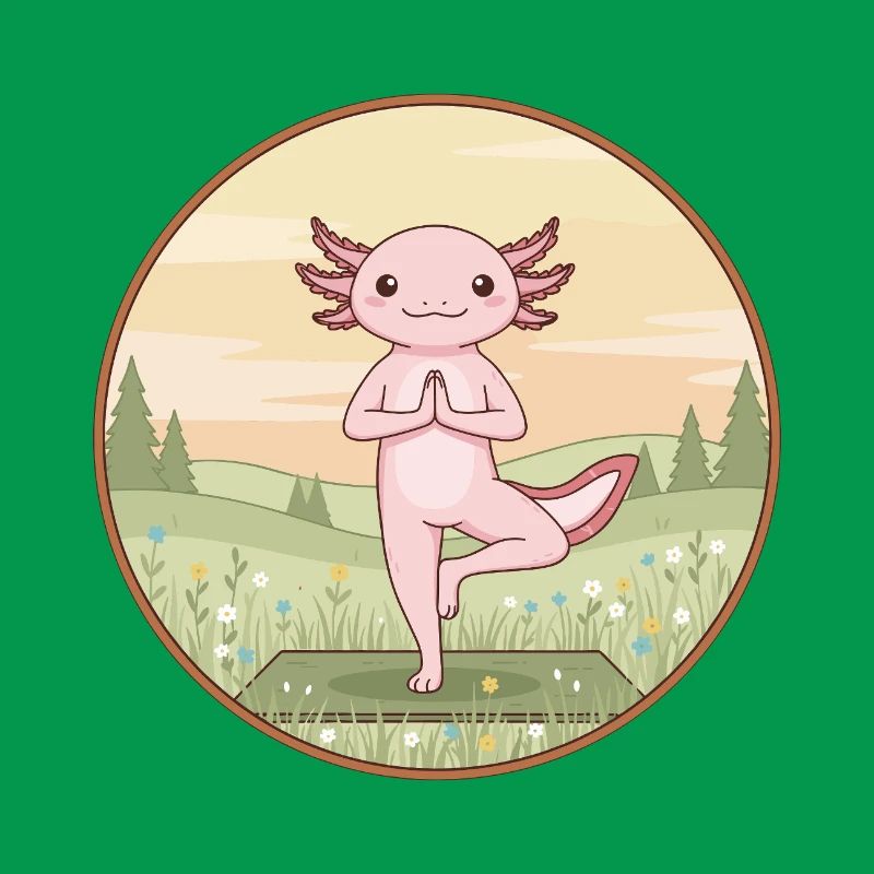Yoga Axolotl Fish Doing Tree Pose