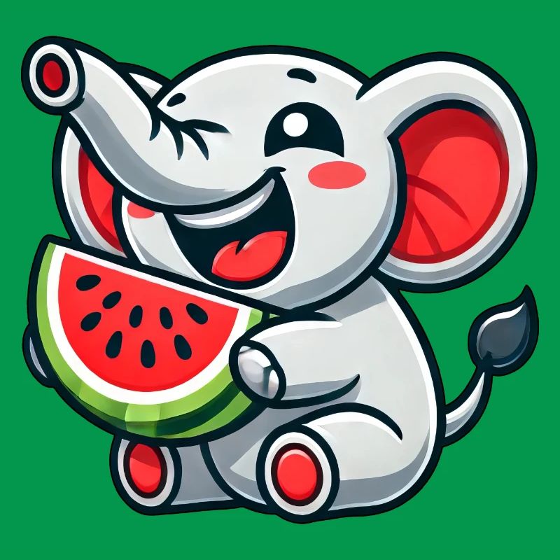 mignon éléphant pastèque fruit d’été rire