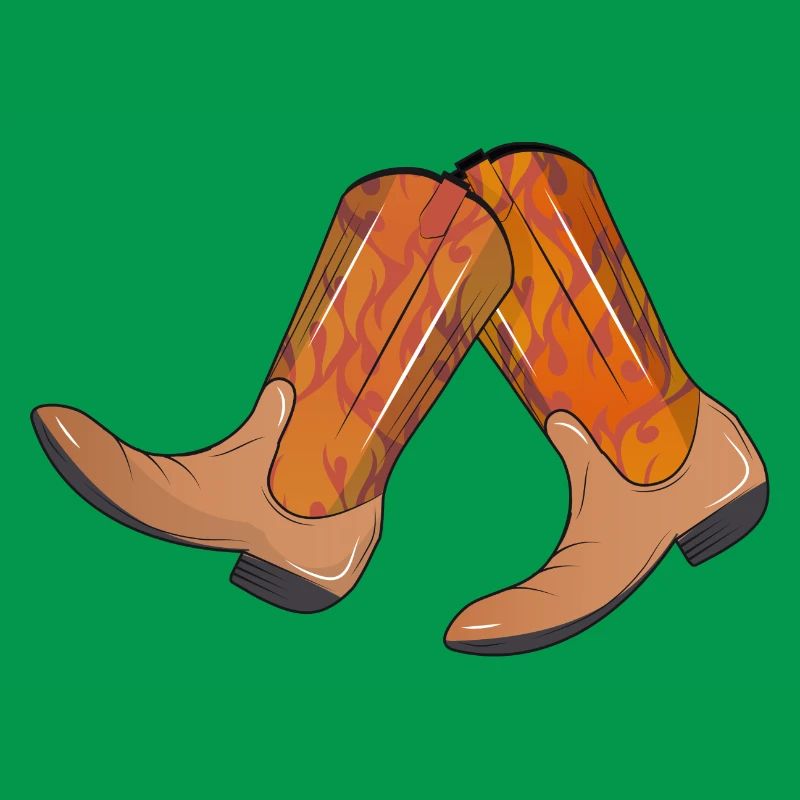 extravagant western boots with flame pattern
