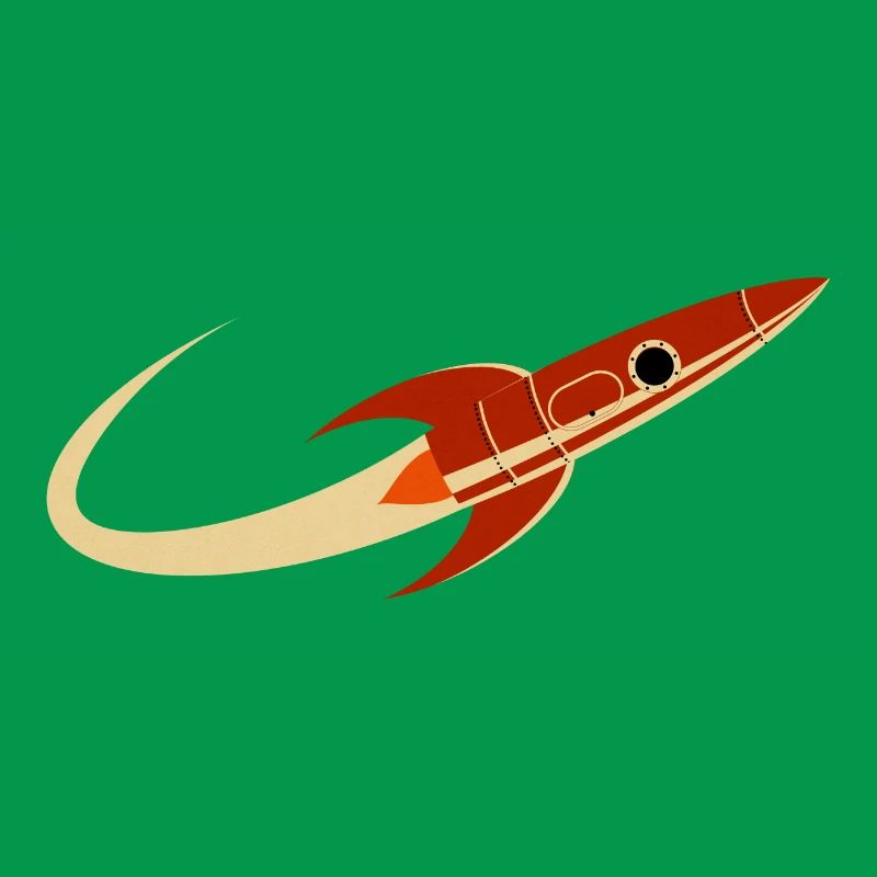 Fusée spatiale rouge