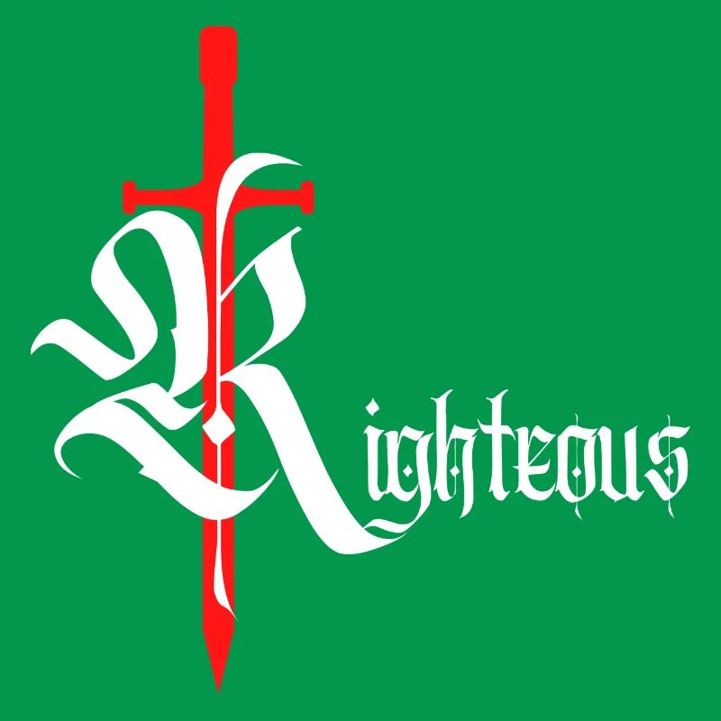 Gothique Righteous Design avec épée avec texte blanc