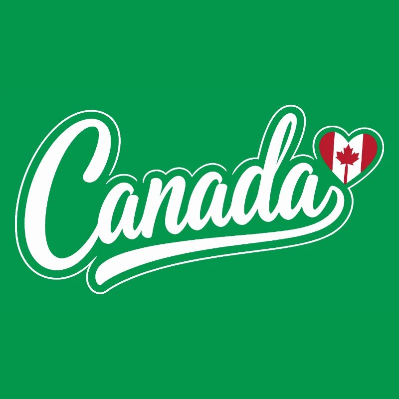 Canada Script with Maple Leaf Heart Fan Patriotic
