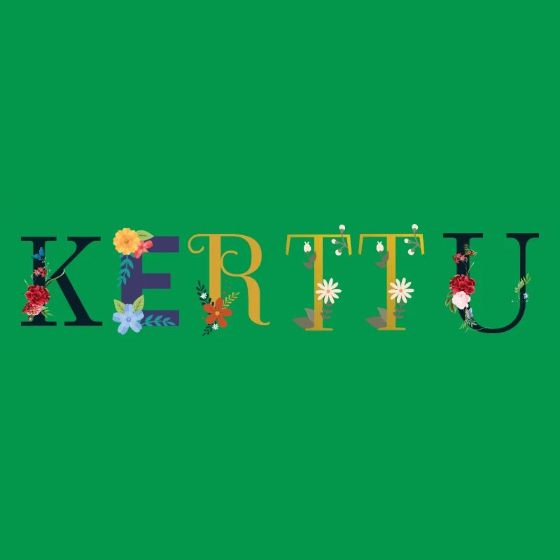 Le nom de KERTTU est décoré de fleurs