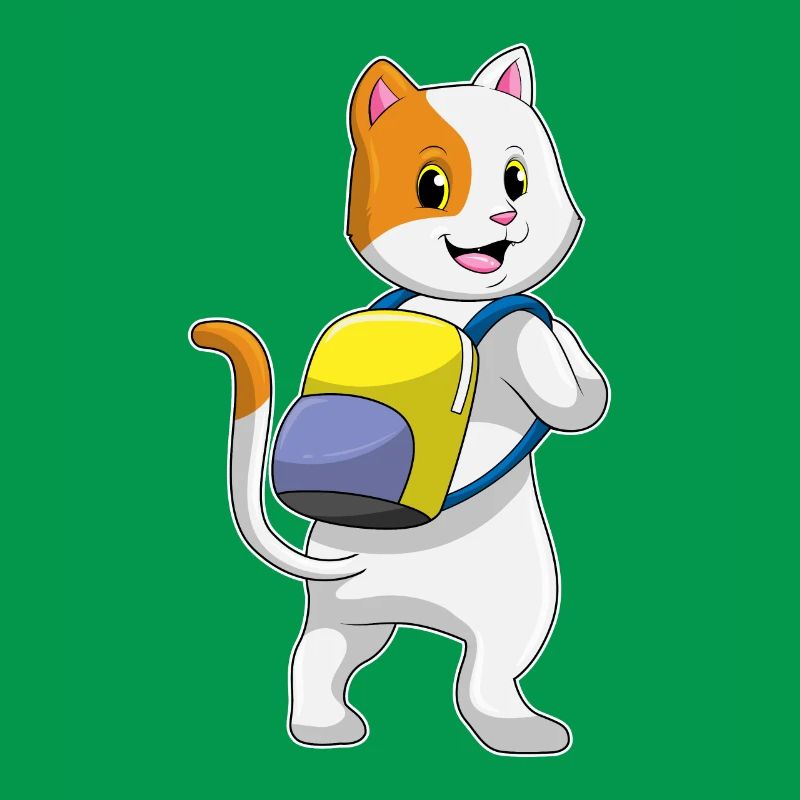 Cat as a hiker with backpack