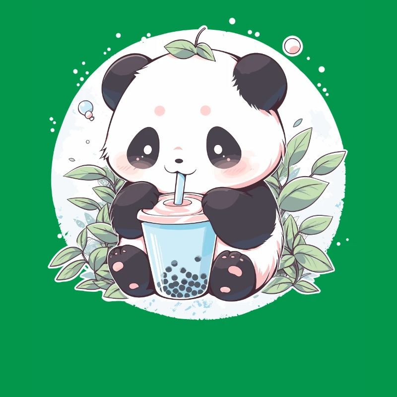 Kawaii Panda Drinks Boba Bubble Tea Chibi