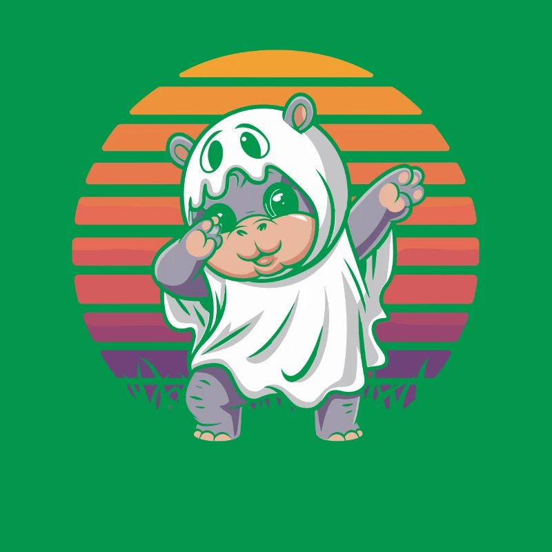 Dabbing Moo deng Dabender Ghost Hippo Halloween