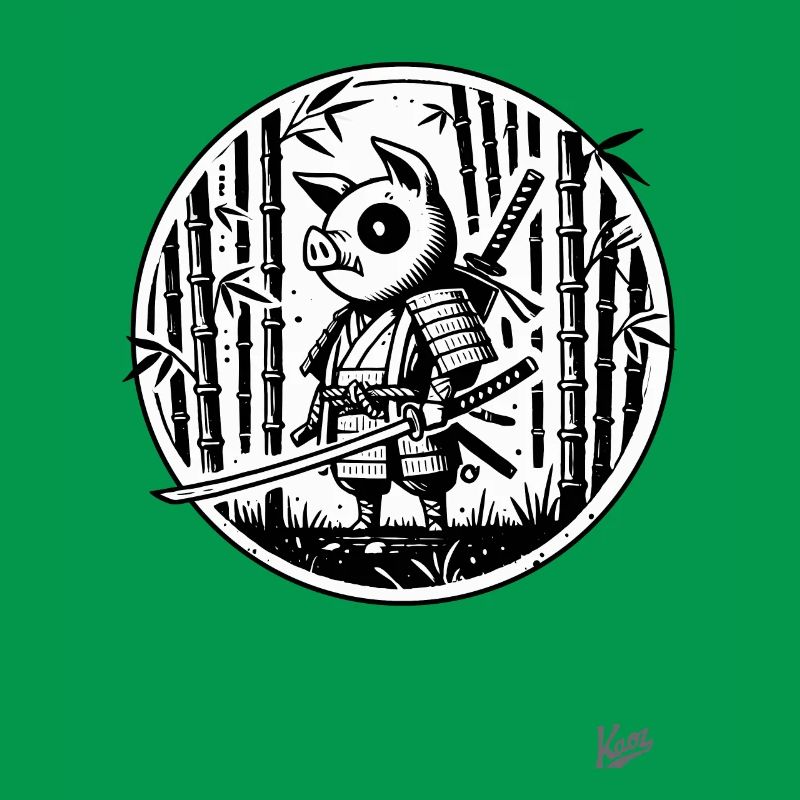 In the bamboo forest, a samurai pig