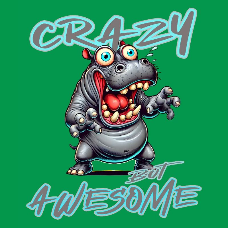 Crazy but Awesome Hippo Comic Style