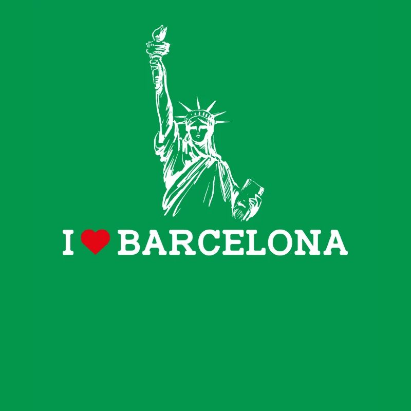 J’aime Barcelone Statue De La Liberté Coeur Drapeau Jeu De Mots